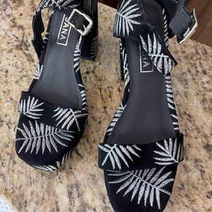 Sol Sana Black and Silver Platform Sandals